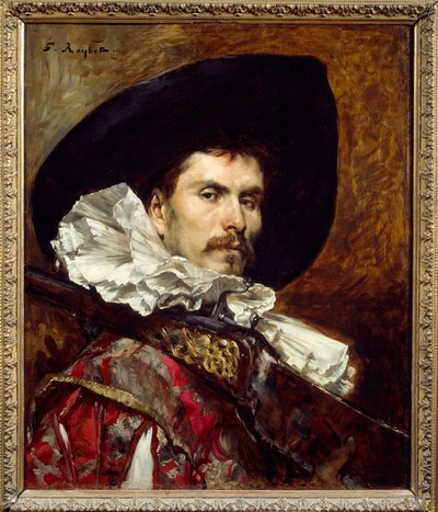 Um harquebusier no século XVII Pintura de Ferdinand Roybet (1840-1920) Lyon do século XIX, Musee des Beaux Arts de Ferdinand Roybet