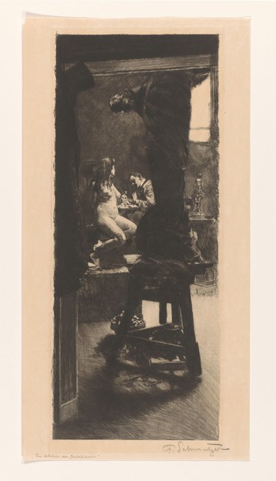 Im Atelier des Bildhauers (título original sobre o objecto) de Ferdinand Schmutzer (signed by artist)