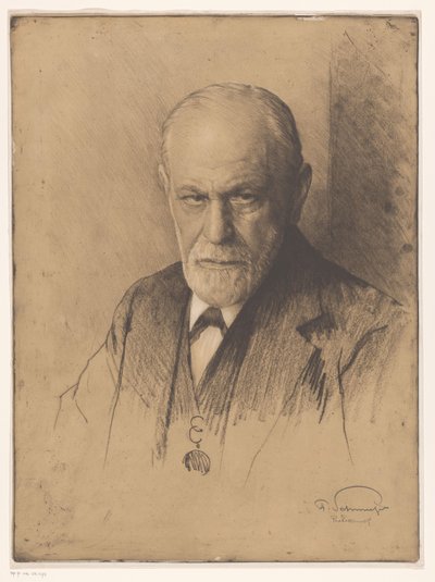 Retrato de Sigmund Freud de Ferdinand Schmutzer (signed by artist)