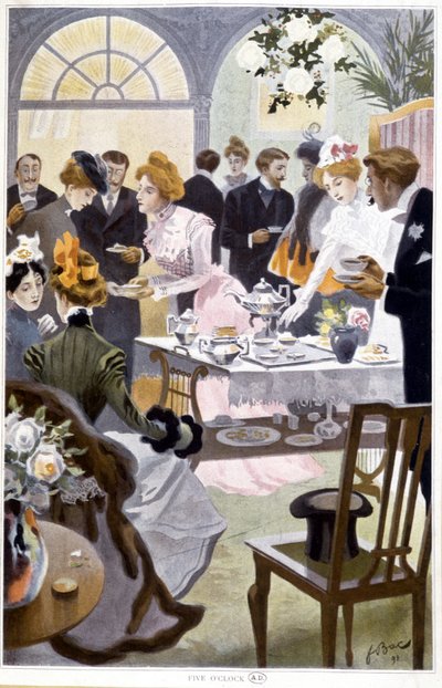 Recepção para chá - desenho por Bac de Ferdinand Sigismund Bac