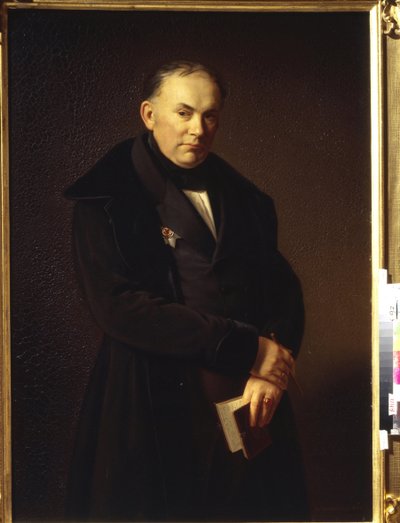 Retrato do poeta Vasily Andreyevich Zhukovsky (1783-1852) (retrato do poeta V. Zhukovsky). Pintura de Ferdinand Theodor Hidebrandt (1804-1874), óleo sobre tela, 1844. Arte Alemã (Düsseldorf) de Ferdinand Theodor Hildebrandt