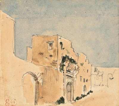 Um edifício marroquino (lápis e aguarela sobre papel) de Ferdinand Victor Eugene Delacroix
