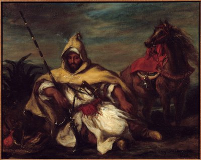 Um árabe. Pintura de Eugene Delacroix (1798-1863) de Ferdinand Victor Eugene Delacroix
