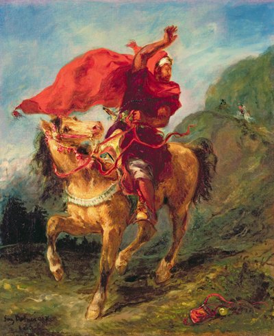 Cavaleiro árabe dando um sinal de Ferdinand Victor Eugene Delacroix