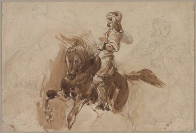 Figura blindada a cavalo, c. 1828 de Ferdinand Victor Eugene Delacroix