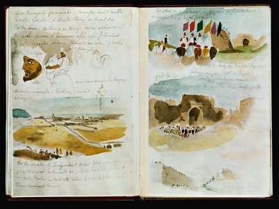 Carnets marocains - Chegada a Meknes ... de Ferdinand Victor Eugene Delacroix