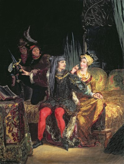 Carlos VI (1380-1422) e Odette de Champdivers, c.1824-26 de Ferdinand Victor Eugene Delacroix