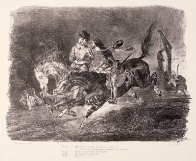 Fausto e Mefistófeles galopando durante a noite de sábado, 1828 de Ferdinand Victor Eugene Delacroix