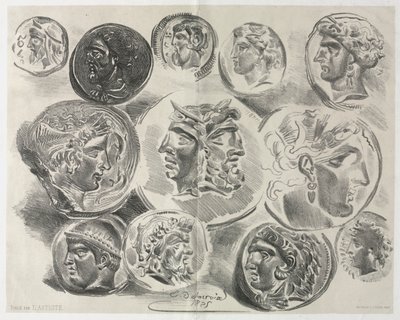 Folha de doze medalhas antigas, 1825. de Ferdinand Victor Eugene Delacroix