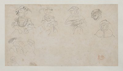 Estudos de figuras, c.1800-1899 (grafite sobre papel de cera) de Ferdinand Victor Eugene Delacroix