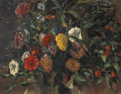 Natureza morta de flores, c.1848 (óleo sobre cartão) de Ferdinand Victor Eugene Delacroix