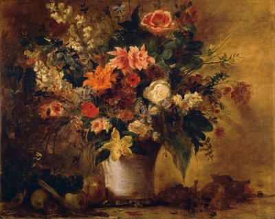 Flores e frutos (óleo sobre tela) de Ferdinand Victor Eugene Delacroix