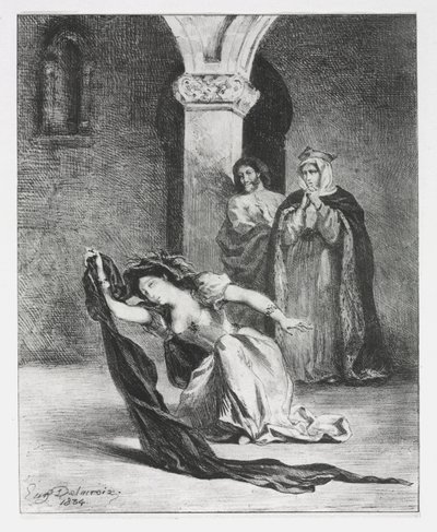 Hamlet: O Canto de Ofélia, 1834. de Ferdinand Victor Eugene Delacroix
