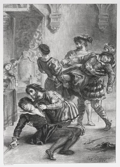 Hamlet: A Morte de Hamlet, 1843. de Ferdinand Victor Eugene Delacroix