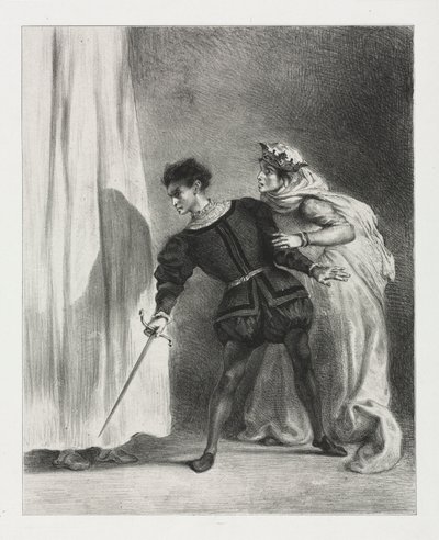 Hamlet: O assassinato de Polônio, 1834. de Ferdinand Victor Eugene Delacroix