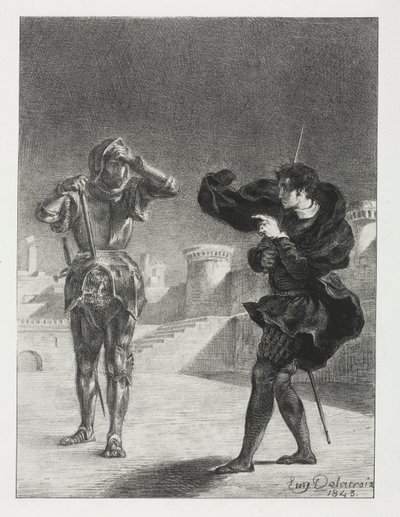 Hamlet: O Fantasma no Terraço, 1843. de Ferdinand Victor Eugene Delacroix