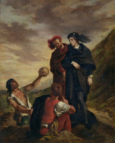 Hamlet e Horatio no cemitério, da cena 1, ato V de &39;Hamlet&39; por William Shakespeare (1564-1616) 1839 de Ferdinand Victor Eugene Delacroix