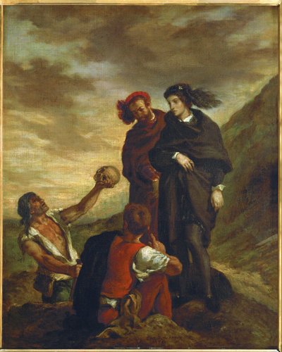 Hamlet e Horácio no adro da igreja ... de Ferdinand Victor Eugene Delacroix