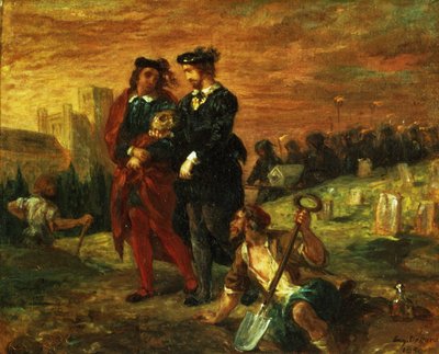 Hamlet e Horatio no cemitério, do ato V de Hamlet por William Shakespeare, 1859 de Ferdinand Victor Eugene Delacroix