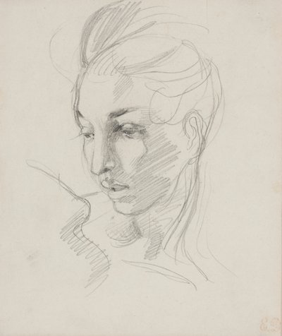 Cabeça da Liberdade (lápis de grafite sobre papel) de Ferdinand Victor Eugene Delacroix