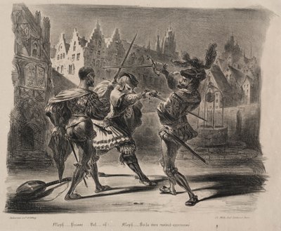 Ilustrações para Fausto: Duelo de Fausto e Valentin, 1828. de Ferdinand Victor Eugene Delacroix