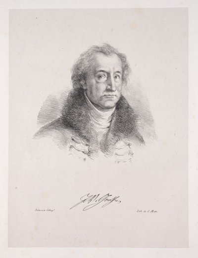 Ilustrações para Faust: Frontispiece - Retrato de Johann Wolfgang von Goethe, 1828. de Ferdinand Victor Eugene Delacroix