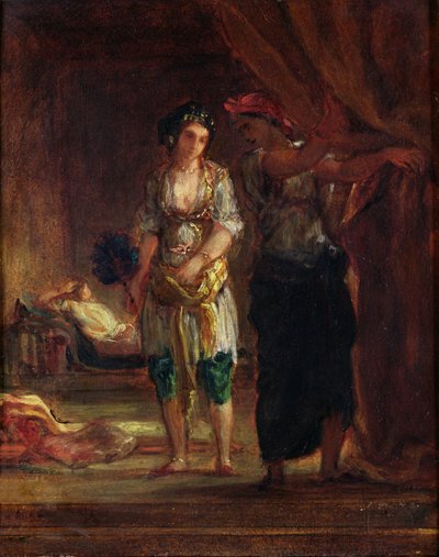 Interior de um harém em Oran, c.1847 de Ferdinand Victor Eugene Delacroix