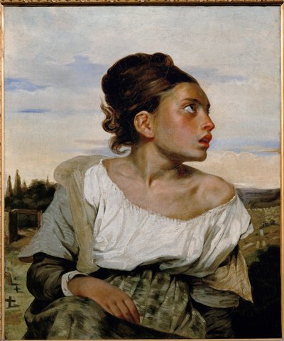Jeune orpheline au cimetiere - Jovem órfã no cemitério ... de Ferdinand Victor Eugene Delacroix
