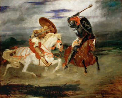 Cavaleiros lutando no campo de Ferdinand Victor Eugene Delacroix