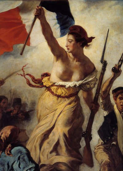 A liberdade a liderar o povo. Detalhes de Ferdinand Victor Eugene Delacroix