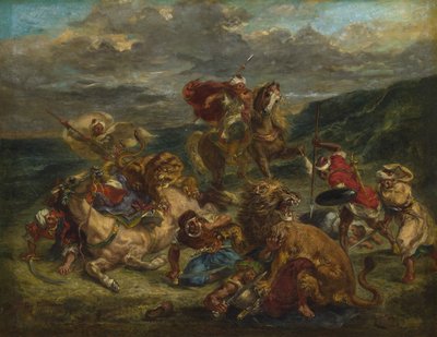 Caça ao Leão, 1860-61 de Ferdinand Victor Eugene Delacroix