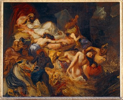 Mort de Sardanapale - A morte de Sardanapalus. 1826-1827. Esboço para 40-11-02/62 ... de Ferdinand Victor Eugene Delacroix