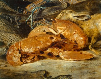 Nature morte au homard - Natureza-morta com lagosta ... de Ferdinand Victor Eugene Delacroix