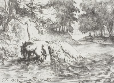 Morte de Ofélia, 1843 de Ferdinand Victor Eugene Delacroix