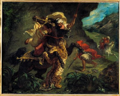 Orientalismo: "A caça ao tigre" Pintura de Eugene Delacroix (1798-1863) 1854 Sol. 0,73x0,92 m Paris, musee d