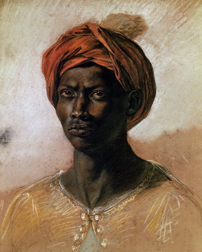 Retrato de um turco em um turbante, c.1826 (pastel sobre papel) de Ferdinand Victor Eugene Delacroix