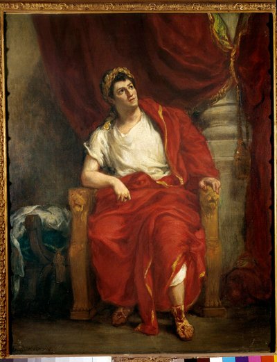 Retrato do comediante François-Joseph (François Joseph) Talma (1763-1826) interpretando Nero na peça Britannicus" de Jean Racine" Pintura de Eugene Delacroix (1798-1863) 1853 Dim. 0,92 x 0,73 m Paris, comédia francesa de Ferdinand Victor Eugene Delacroix