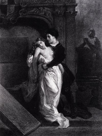 Romeu e Julieta - gravura de Eugene Delacroix de Ferdinand Victor Eugene Delacroix