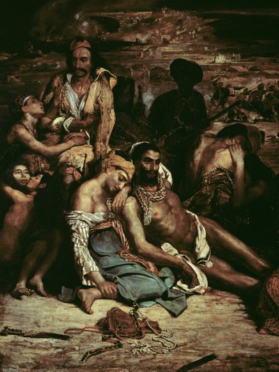 Cenas do Massacre de Chios, 1822 óleo sobre tela detalhe de 63566 de Ferdinand Victor Eugene Delacroix