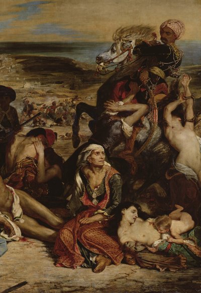 Cenas do Massacre de Chios, 1822 óleo sobre tela detalhe de 63566 de Ferdinand Victor Eugene Delacroix