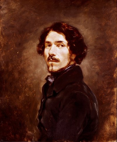 Auto-retrato aos 44 anos Pintura de Eugene Delacroix (1798-1863) 1842 circa Florence, Galleria degli Uffizi (Escritórios) de Ferdinand Victor Eugene Delacroix