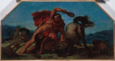 Esboço para o Salon de la Paix no Hôtel de Ville em Paris: Hércules matando o centauro Nessus, entre 1849 e 1852 (óleo sobre tela) de Ferdinand Victor Eugene Delacroix