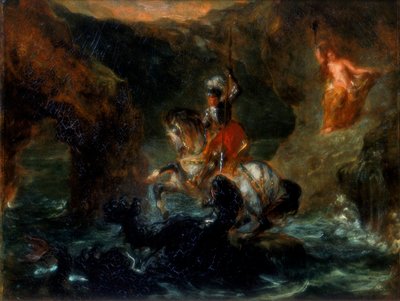 São Jorge lutando contra o dragão ou Perseu entregando Andrômeda, 1847 de Ferdinand Victor Eugene Delacroix
