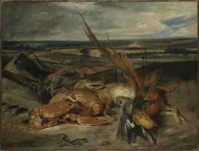 Ainda vida com uma lagosta, 1827. de Ferdinand Victor Eugene Delacroix