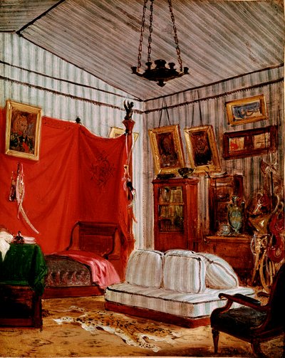 Estudo para Interieur com dois retratos (pintura, c.1834) de Ferdinand Victor Eugene Delacroix