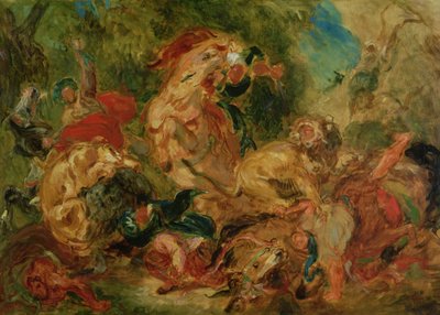 Estudo para a caça ao leão, 1854 de Ferdinand Victor Eugene Delacroix