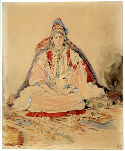 O casamento judeu de Tânger. Desenho aquarelado por Eugene Delacroix (1798-1863) de Ferdinand Victor Eugene Delacroix