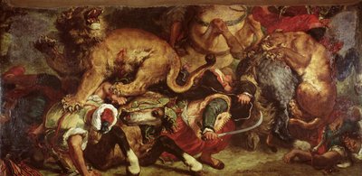 A Caça ao Leão, 1855 de Ferdinand Victor Eugene Delacroix