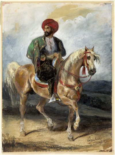 O cavaleiro turco, c.1834 (guache e aguarela sobre papel) de Ferdinand Victor Eugene Delacroix