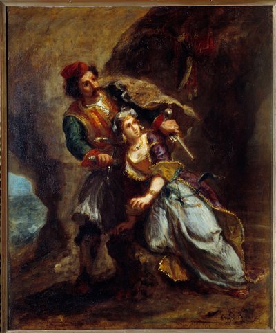 O noivado de Abydos. Pintura de Eugene Delacroix (1798-1863) de Ferdinand Victor Eugene Delacroix